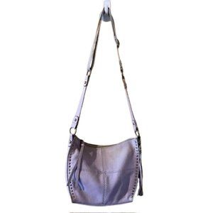 The Sak Silverlake Leather Crossbody Shoulder Bag Studded Sides Lavender Gray